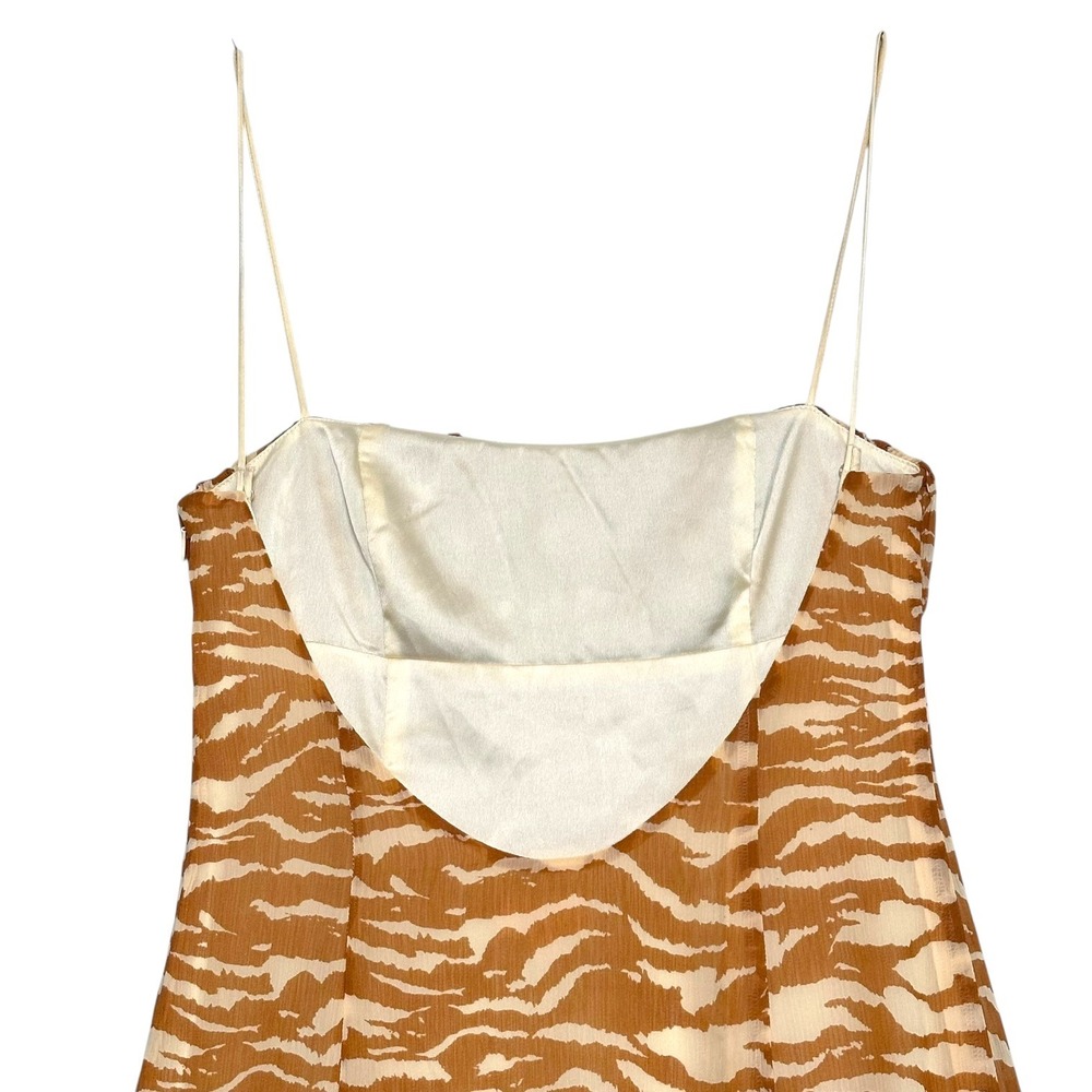 Camila Coelho Dress Bailee Zebra Print Side Slit Tan Cream M Animal Print Boho - Picture 9 of 15
